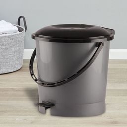 Kuber Industries Set Of 2 Grey & Black Plastic Pedal Dustbin With Handle-53
