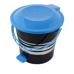Kuber Industries Set Of 2 Black & Blue Solid Pedal Dustbins With Handle image 5
