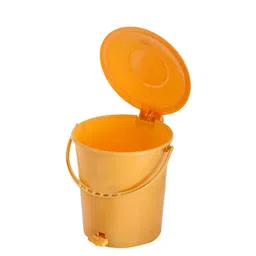 Kuber Industries Red & Yellow Set Of 2 Solid 10L Pedal Dustbin With Handle image 2