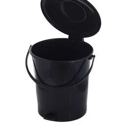 Kuber Industries Set Of 2 Blue & Black Solid 10L Pedal Dustbin With Handle image 4