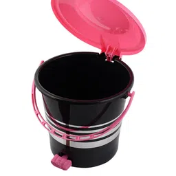Kuber Industries Black & Silver Striped Pedal Dustbin With Handle image 5