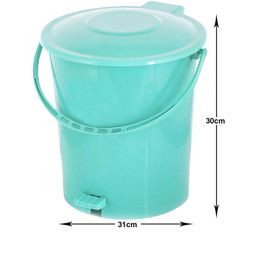 Kuber Industries Set Of 2 Blue & Black Solid 10L Pedal Dustbin With Handle image 5