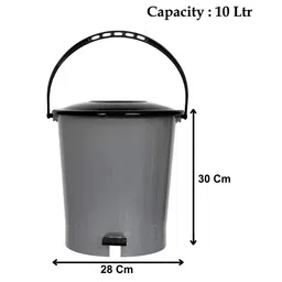 Kuber Industries Grey & Black Set Of 2 Plastic Pedal Dustbin With Handle image 2