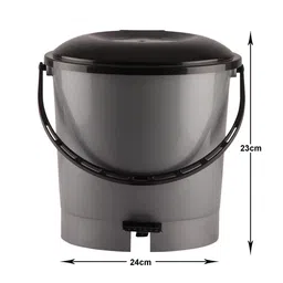 Kuber Industries Set Of 2 Grey & Black Plastic Pedal Dustbin With Handle image 3