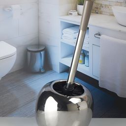 Kookee Silver Toned Abstract Shaped Ceramic Toilet Brush Holder-46