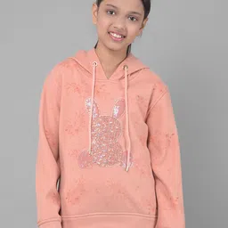 Crimsoune Club Girls Floral Printed Sequinned Hooded Sweatshirt-image-64