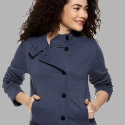 Campus Sutra Women Blue Windcheater Outdoor Tailored Jacket-50