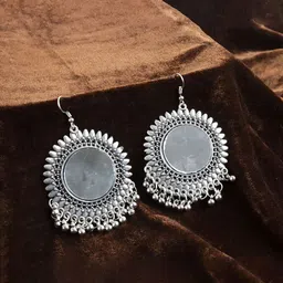 Krelin Silver-Toned Circular Drop Earrings-image-53