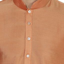KISAH Men Peach-Coloured & almost apricot Thread Work Kurta image 3