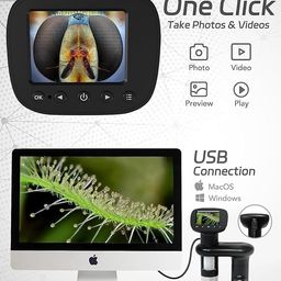 ARTNEY Wireless Handled led Digital Microscope with 2 inch LCD Screen, 1000X Pocket Microscope for Kids with 8 LED Lights image 5