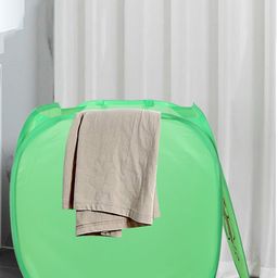 Kuber Industries Green Printed Foldable Laundry Basket With Lid-35