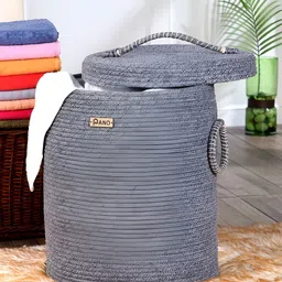 Pano Grey Laundry Bag With Lid-54
