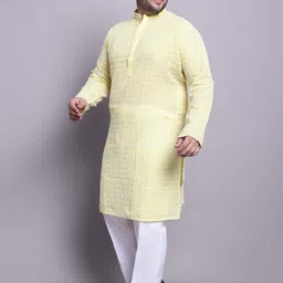 SOJANYA PLUS Plus Size Embroidered Cotton Kurta With Pyjamas & Embroidered Nehru Jacket image 2