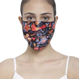 The House of Tara Unisex Black & Grey 3 Ply Printed Reusable Cloth Mask-image-95