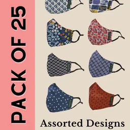 Calvadoss Women Pack Of 25 Assorted 3-Ply Cotton Reusable Cloth Mask-image-7