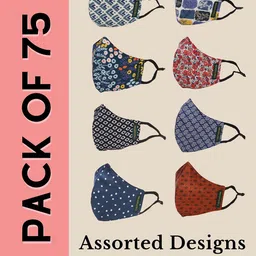 Calvadoss Women Pack Of 75 Assorted 3-Ply Reusable Cotton Cloth Masks-image-6