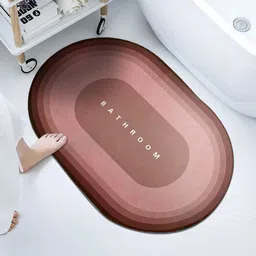 Aura Maroon & Peach Colored  Colourblocked 110 GSM Non-Slip Bath Mat-picture-16