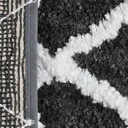 Aura Grey & White Checked Rectangular 1850 GSM Microfiber Bath Rug image 5