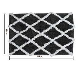 Aura Grey & White Checked Rectangular 1850 GSM Microfiber Bath Rug image 3