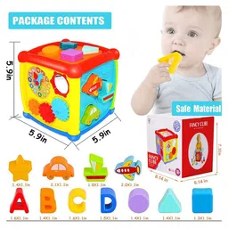 OPINA 5 in 1 Early Learning Shape Sorter Activity Fancy Cube with Music & Light image 2