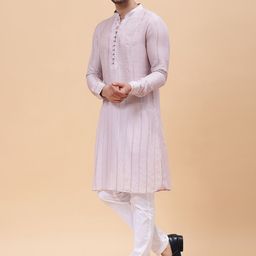 See Designs Woven Design Mandarin Collar Kurta with Pyjamas-picture-19