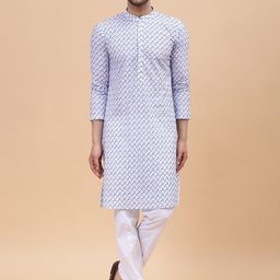 See Designs Ethnic Motifs Embroidered Mandarin Collar Pure Cotton Kurta with Pyjamas-picture-55