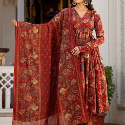 V.S.Creation Women Floral Printed Regular Pure Cotton Kurta with Palazzos & With Dupatta-picture-58