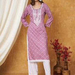 Label Khoj Women Floral Embroidered Regular Kurta with Palazzos-image-18