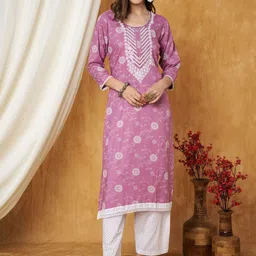 Label Khoj Women Floral Embroidered Regular Kurta with Palazzos-picture-29