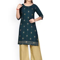 Aarika Girls Green Ethnic Motifs Printed Pure Cotton Kurta with Palazzos-image-24