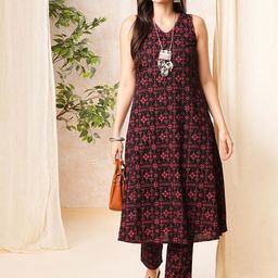Globus Geometric Printed A-Line Kurta & Pant Set-26
