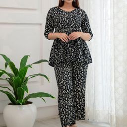 Veshviti Floral Printed Top With Trousers-image-47