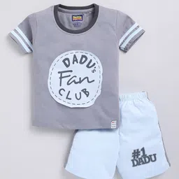 Nottie Planet Boys Typography Printed Pure Cotton T-shirt with Shorts-image-80