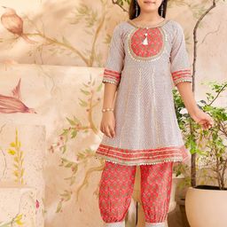 Aarika Girls Printed Regular Gotta Patti Pure Cotton Kurta with Patiala-image-77