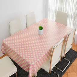 Kuber Industries Pink & Yellow Floral Anti-Skid 4-Seater Table Cover-image-34