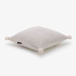 Mezposh Set of 2 Off White & Grey Self Design  Square Cushion Covers with Pompoms image 5
