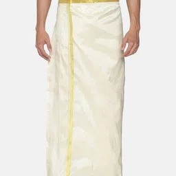 Sethukrishna Men Cream-Coloured Solid Readymade Dhoti-picture-26