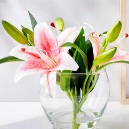 Home Centre Pink Lily Artificial Flower With Pot-image-43