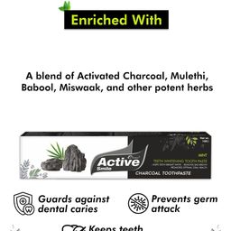 Dr. Morepen Set of 4 Active Smile Charcoal Toothpaste For Teeth Whitening - 100g Each image 5