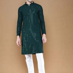 Sanwara Floral Embroidered Sequinned Straight Kurta With Pyjamas-picture-5