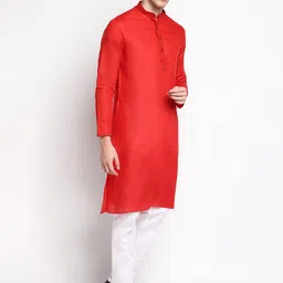 DEVOILER Men Red Kurta with Pyjamas image 5