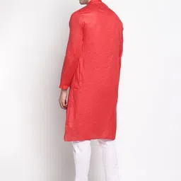 DEVOILER Men Red Kurta with Pyjamas image 4
