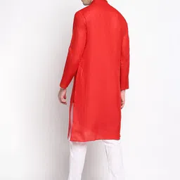 DEVOILER Men Red Kurta with Pyjamas image 2