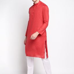 DEVOILER Men Red Kurta with Pyjamas image 5