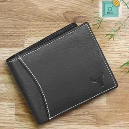 NAPA HIDE Men Black Solid Leather Two Fold Wallet with RFID-52