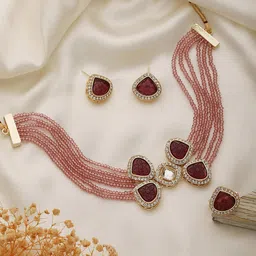 Jazz and Sizzle Gold-Plated Kundan-Studded & Beaded Jewellery Set-47