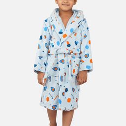 RANGOLI Kids Blue Graphic Printed Pure Cotton Super Absorbent 400 GSM Bath Robe-image-50