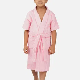 RANGOLI Kids Pink Shawl Collar Pure Cotton Super Absorbent 400 GSM Bath Robe-image-80