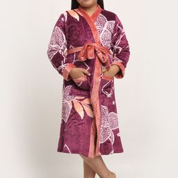 KLOTTHE Girls Purple Printed Woolen Bath Robe-image-37