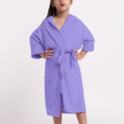 Creeva Kids Lavender Long Sleeves Hooded Bath Robe-18